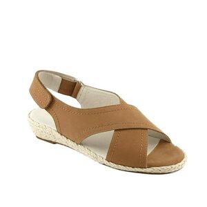 David Tate Moon Espadrille Slingback Wedge Sandal in Tan Nubuck